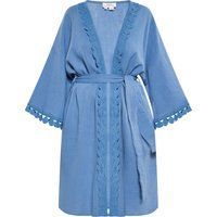 Blauer Baumwoll-Kimono mit Spitzendetails
