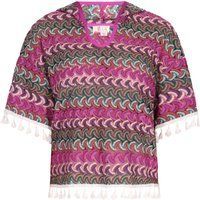 Geometrischer Strickpullover mit Kapuze
