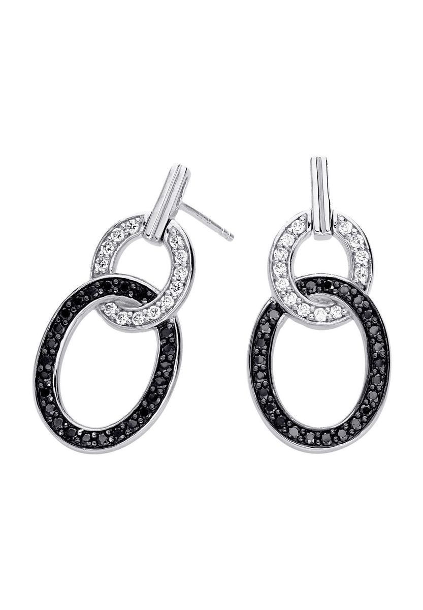 Ineinandergreifende Kreis-Ohrhänger Silber Zirkonia
