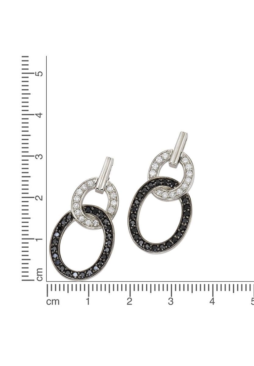 Ineinandergreifende Kreis-Ohrhänger Silber Zirkonia