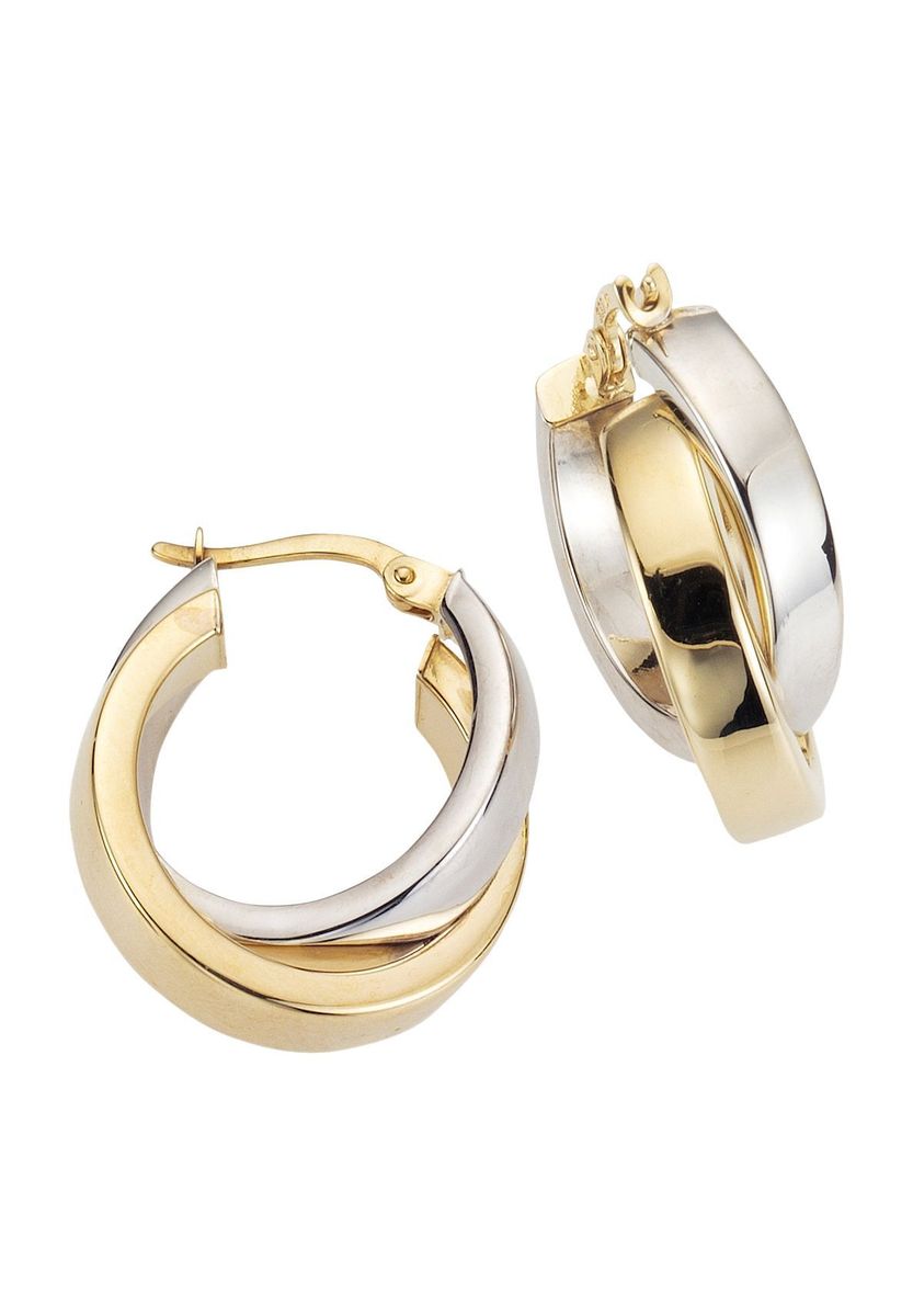 Zweifarbige Gold Creolen Ohrringe