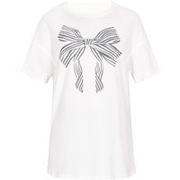 Weißes T-Shirt mit Streifen-Schleifenprint