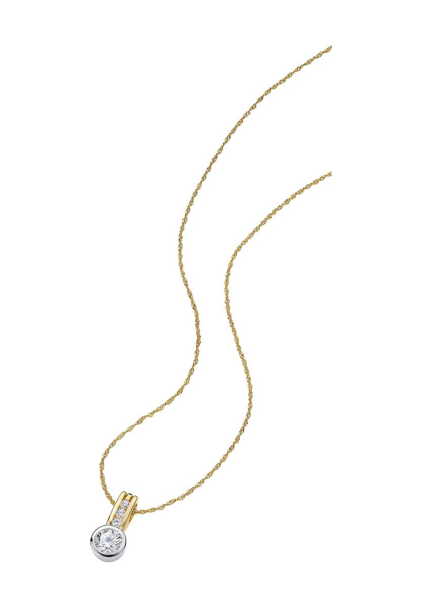 Zweifarbige Halskette mit Zirkonia-Anhänger