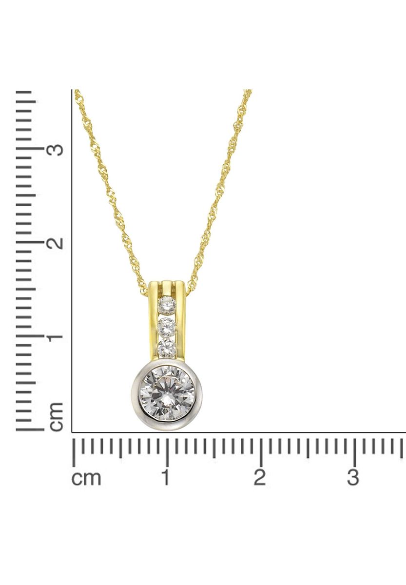 Zweifarbige Halskette mit Zirkonia-Anhänger