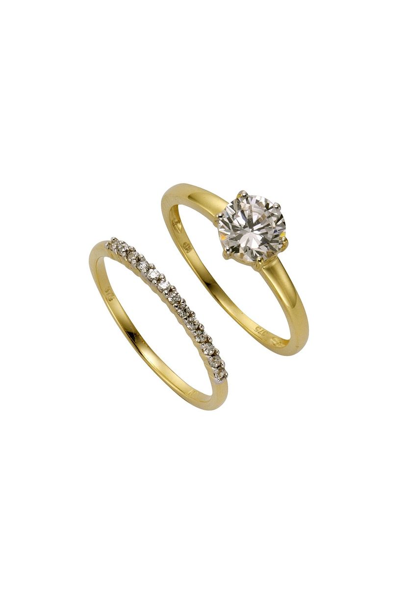 Goldring-Set mit Zirkonia