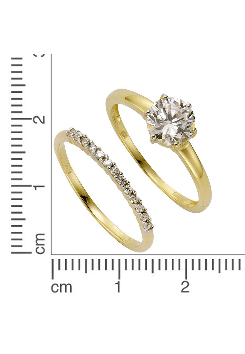 Goldring-Set mit Zirkonia