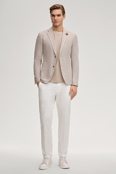 Jersey-Sakko Hoverest in Beige strukturiert