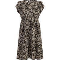 Faina Midikleid mit Leoprint Damen Beige Löwe