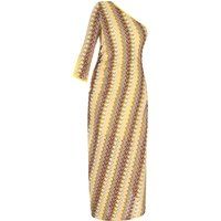 Asymmetrisches Maxikleid mit geometrischem Muster
