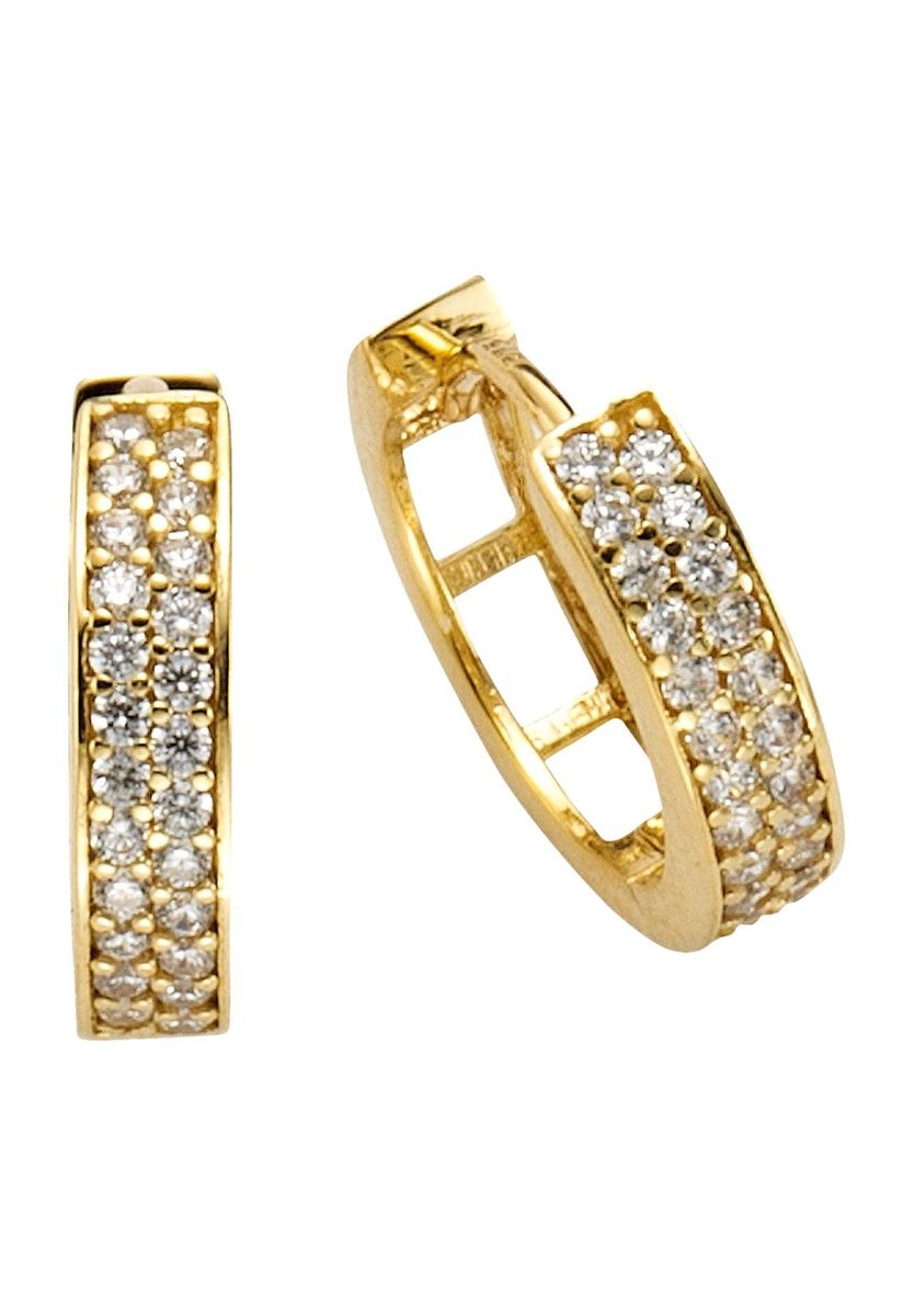 Klassische Gold Creolen mit Zirkonia