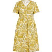 Midikleid mit Blätterprint und Knopfleiste