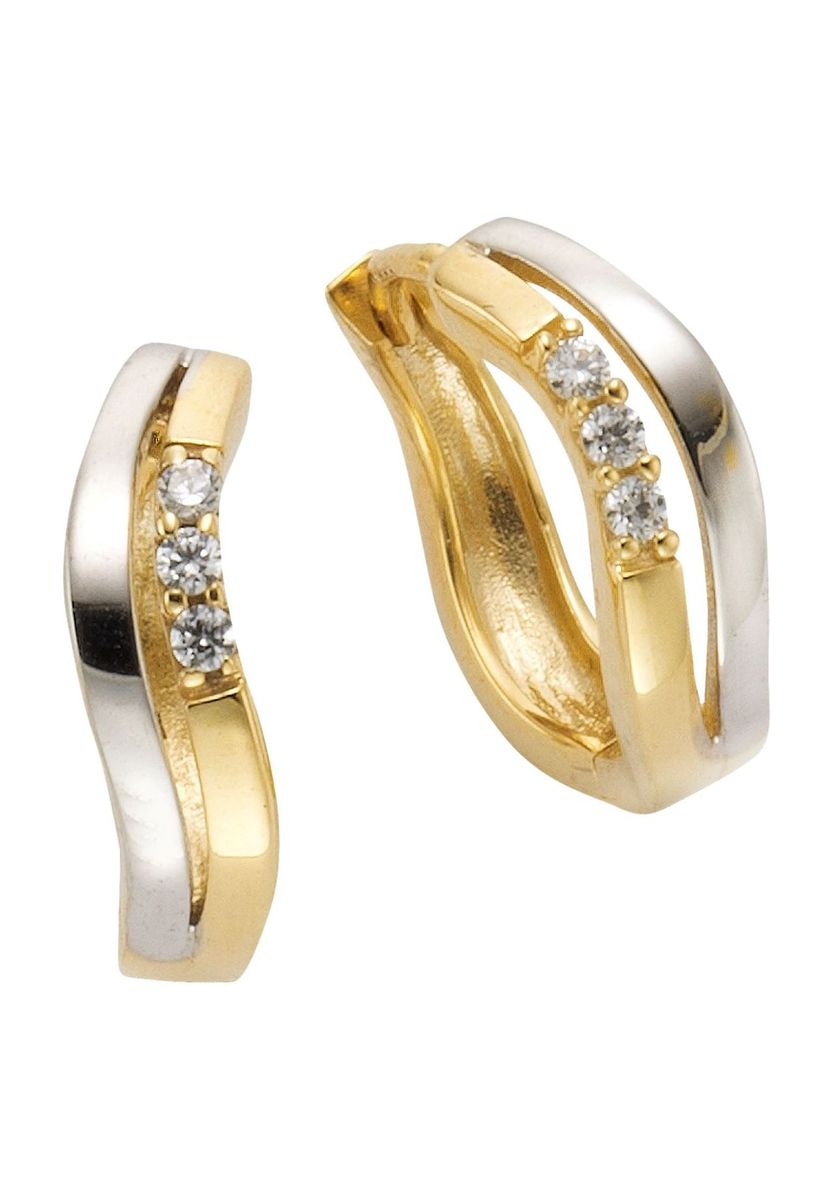 Zweifarbige Gold Creolen mit Zirkonia
