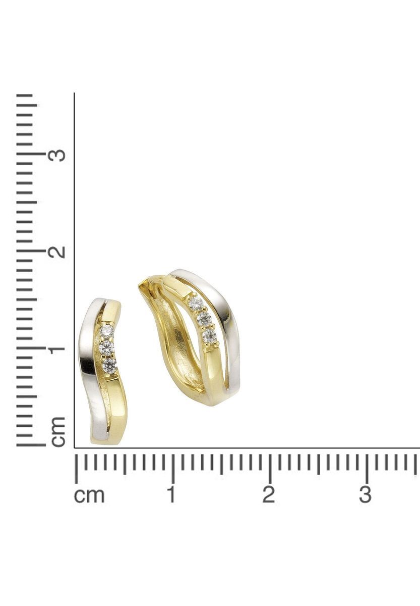 Zweifarbige Gold Creolen mit Zirkonia