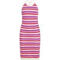 Gestreiftes Strick-Halter-Midikleid