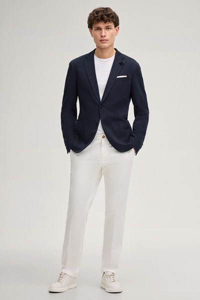 Jersey-Sakko Hoverest in Navy strukturiert