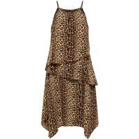 Leopardenmuster Stufen-Midikleid