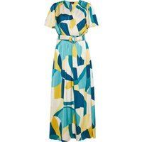 Maxikleid mit geometrischem Druck und Gürtel