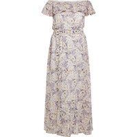 Geblümtes, schulterfreies Maxikleid