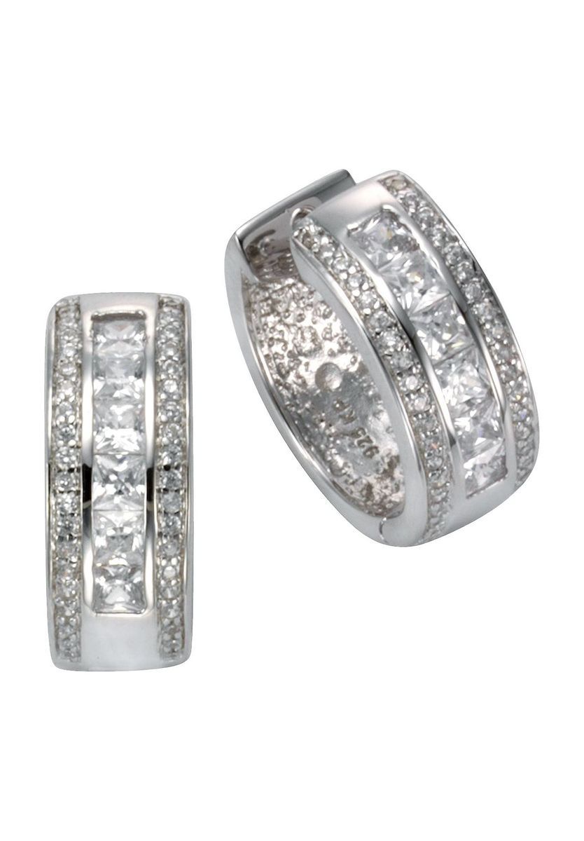 Silber Creolen mit Zirkonia