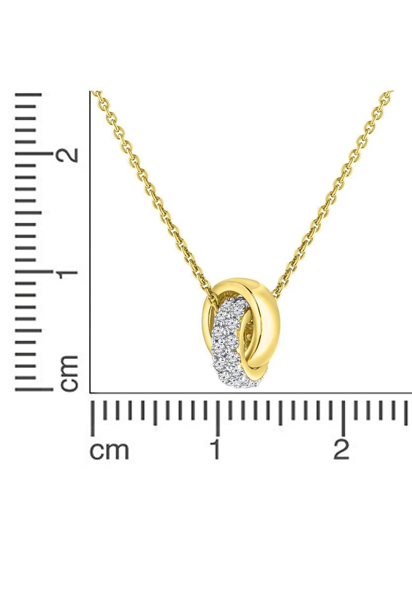 Gold Bicolor Halskette mit Zirkonia-Anhänger