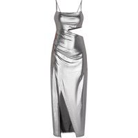 Metallisch Silbernes Maxikleid mit Cutout