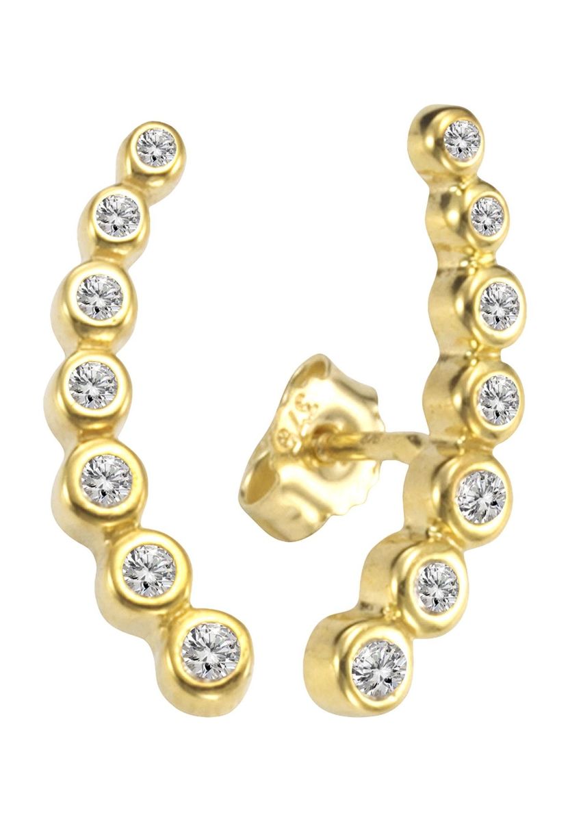 Gold Ohr Climber mit Zirkonia Stecker