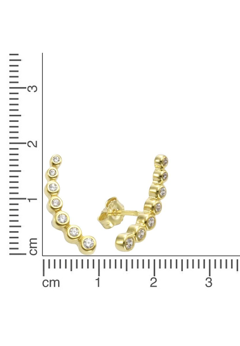 Gold Ohr Climber mit Zirkonia Stecker