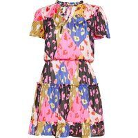 Gestuftes Mini-Kleid mit Leopardenmuster