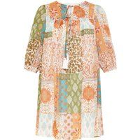 Patchwork-Mini-Kleid mit Quastenband