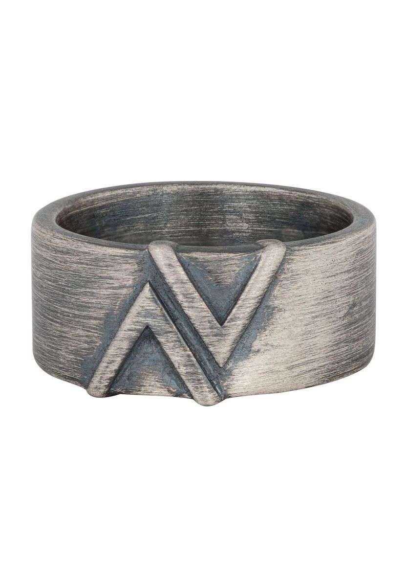 Oxidierter Silberring mit geometrischem Muster