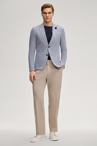 Jersey-Sakko Hoverest in Hellblau strukturiert