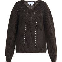 Brauner Rollkragen Zopfmuster Strickpullover