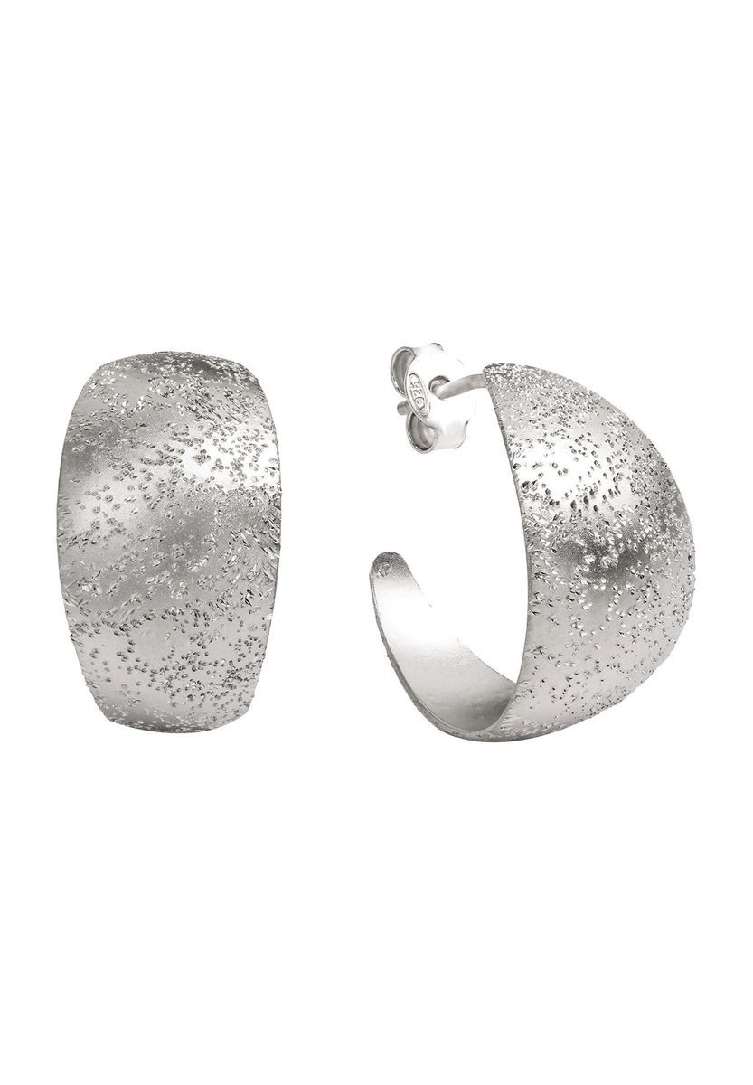 Strukturierte Sterling Silber Creolen Ohrringe