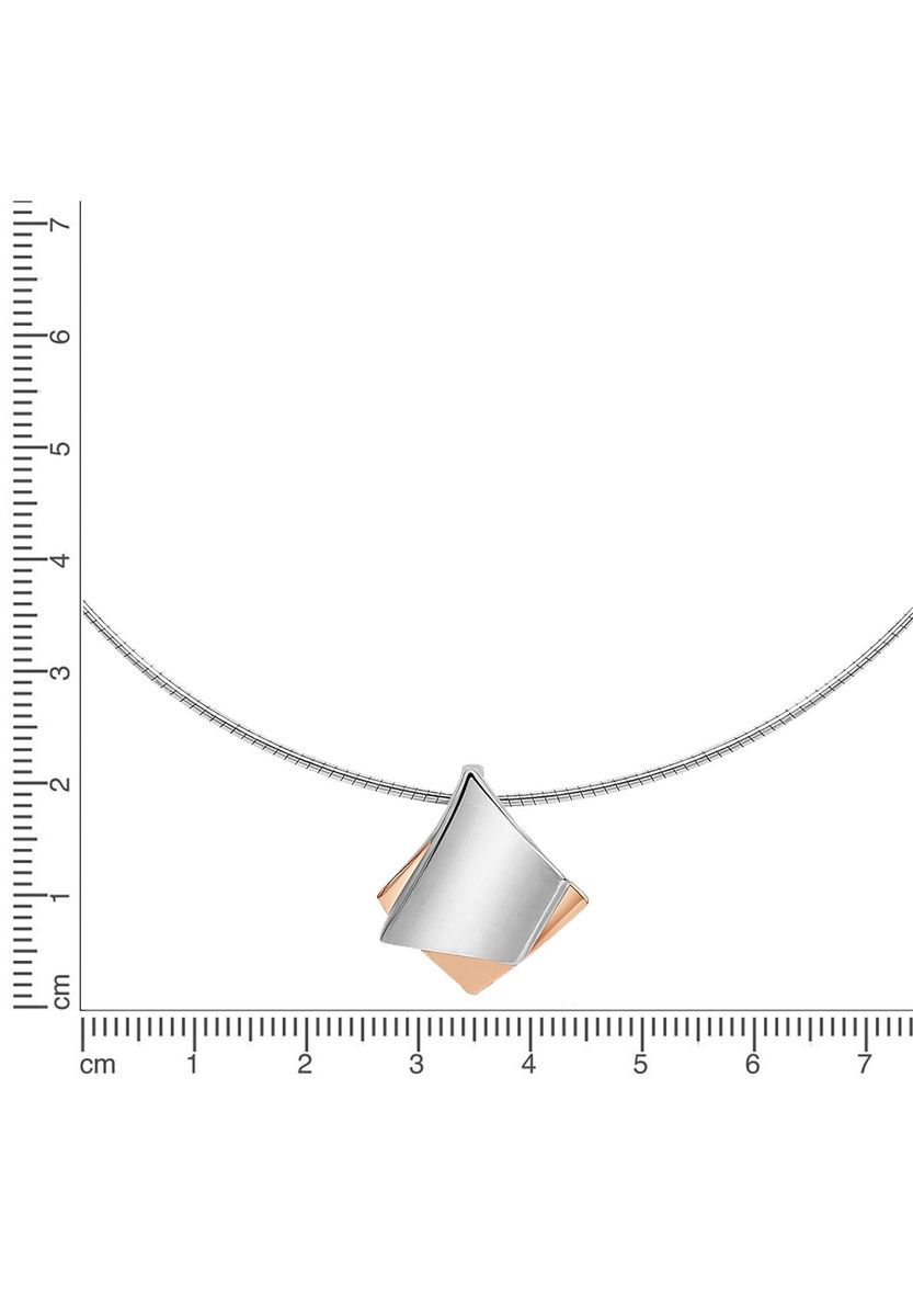 Zweifarbige Halskette mit quadratischem Anhänger
