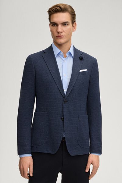 Jersey-Sakko Hoverest in Navy strukturiert