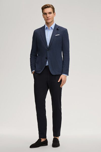 Jersey-Sakko Hoverest in Navy strukturiert