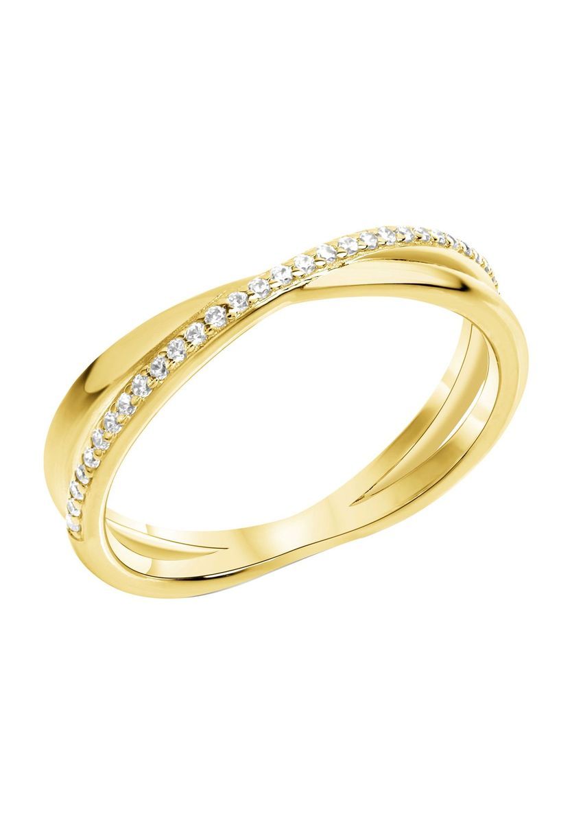 Goldener Kreuzring mit Zirkonia
