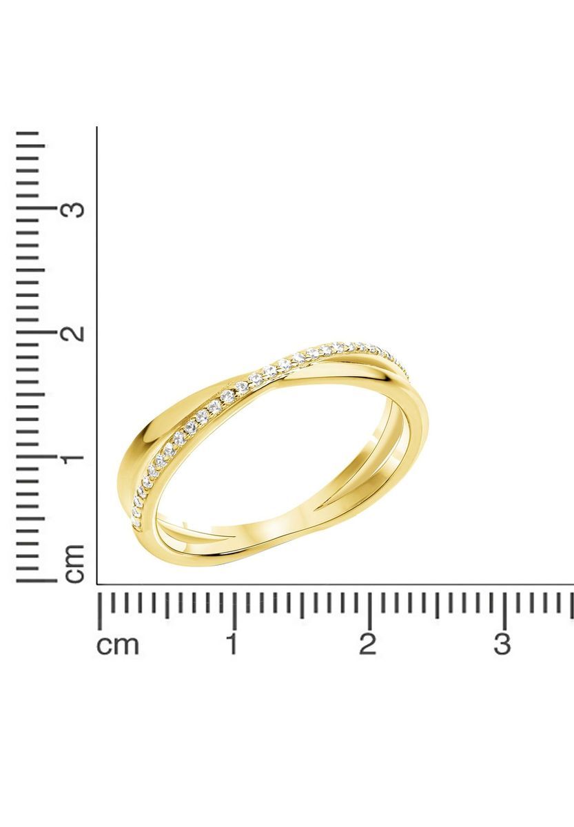 Goldener Kreuzring mit Zirkonia