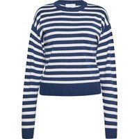 Gestreifter Strickpullover mit Rundhalsausschnitt