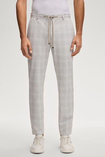 JOOP! Beige karierte Joggpants Sake Baumwollmischung Kordelzugbund