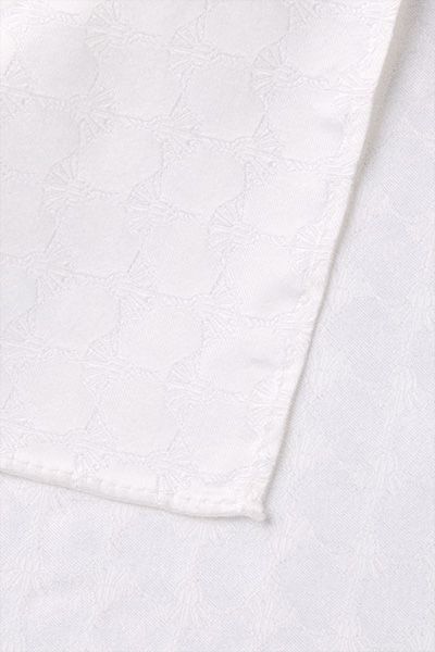 Cornflower Weißes Seiden-Einstecktuch Logo-Jacquardmuster Rollkanten