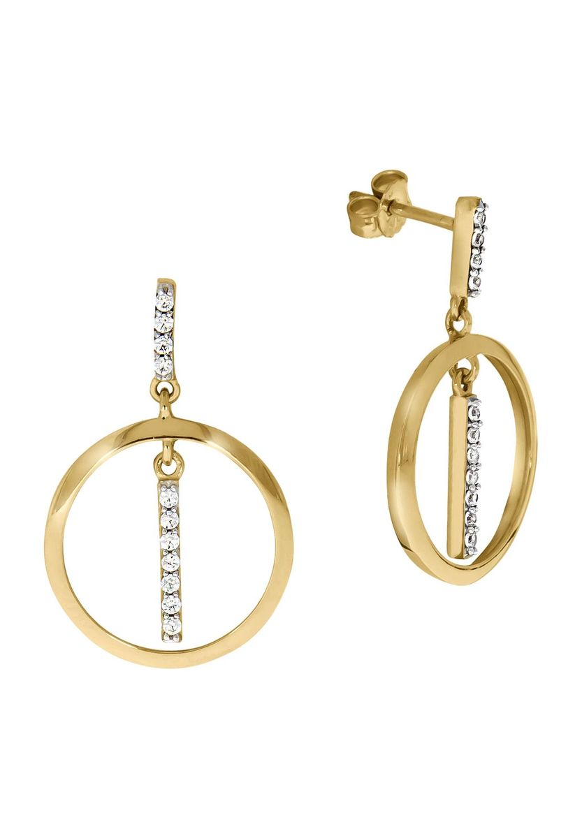 Goldfarbene Kreis-Ohrhänger Set