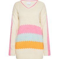 usha Strickpullover Damen Wollweiss Pink Orange