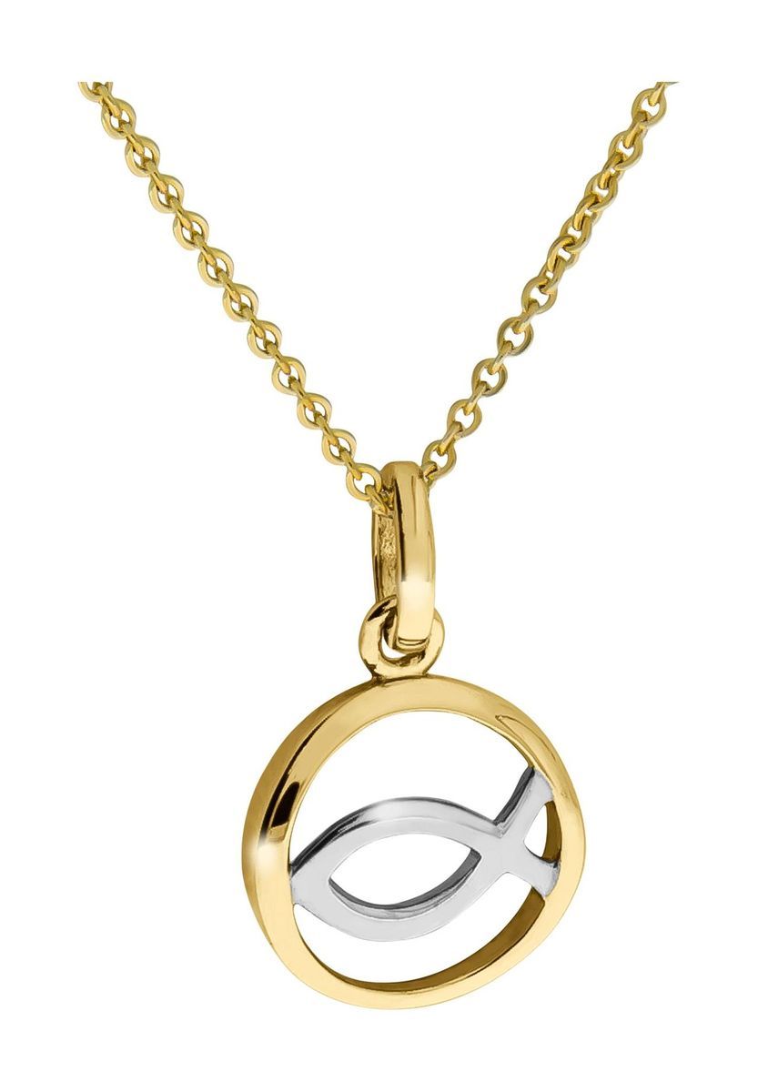 Zweifarbige Goldene Christliche Fisch Halskette
