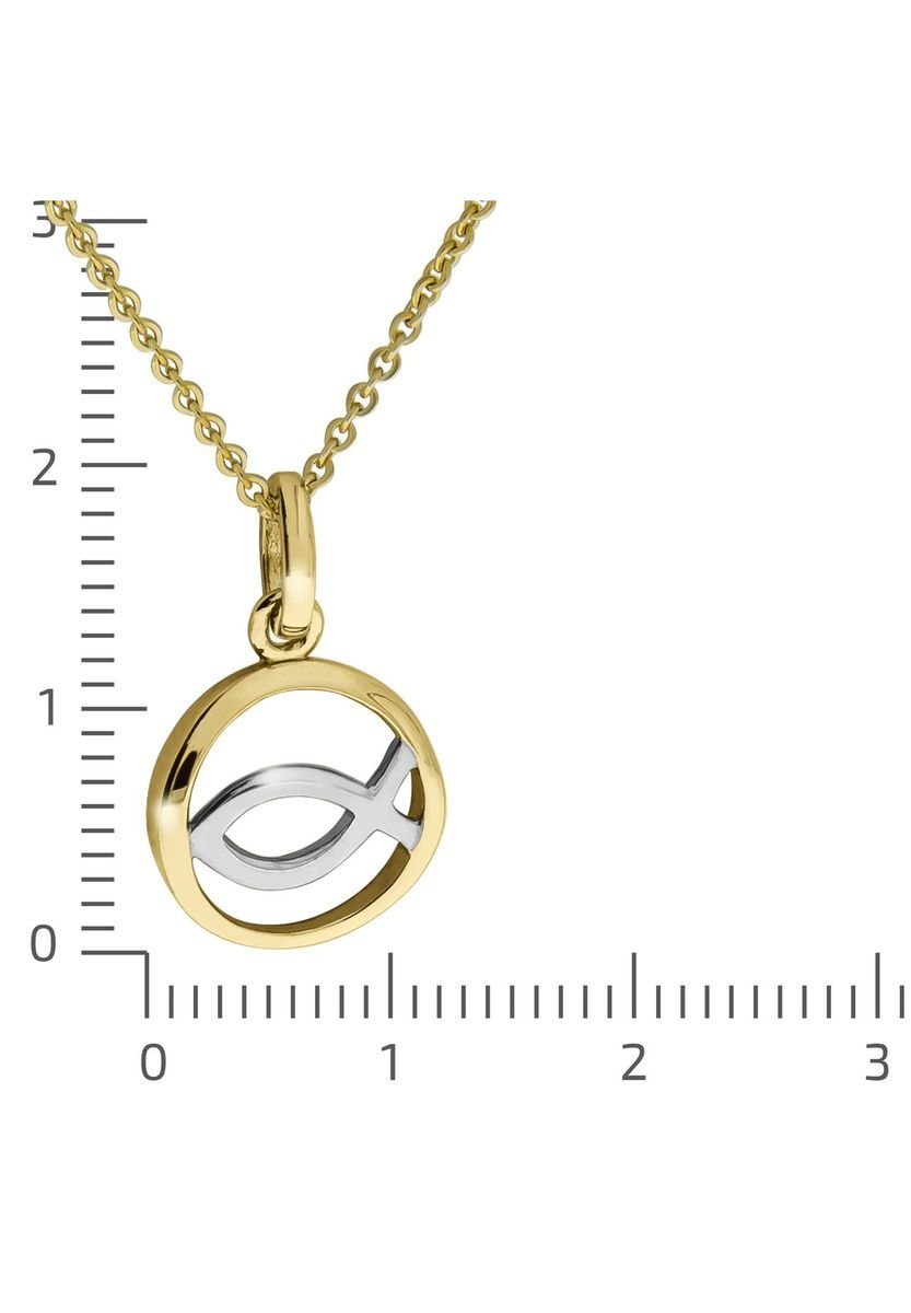 Zweifarbige Goldene Christliche Fisch Halskette