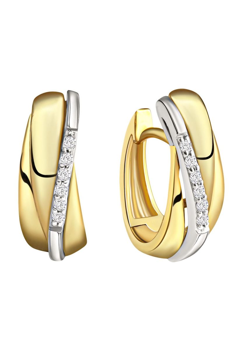 Zweifarbige Gold Creolen mit Zirkonia