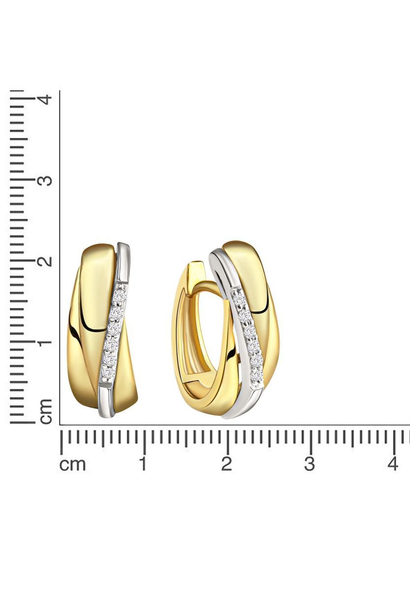 Zweifarbige Gold Creolen mit Zirkonia