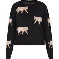 Verzierter Strickpullover mit Rundhalsausschnitt