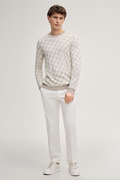 Joop! Cornflower Pullover Ravorono in Offwhite Beige Monogramm Design
