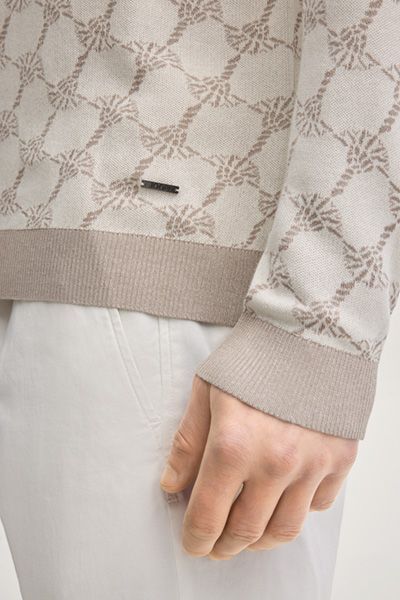 Joop! Cornflower Pullover Ravorono in Offwhite Beige Monogramm Design